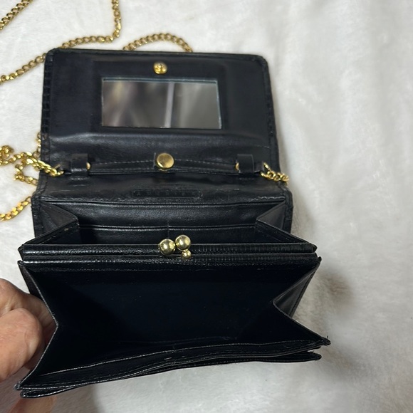 Perry Ellis Black and Gold Crossbody Bag with Chain Strap - Picture 7 of 13